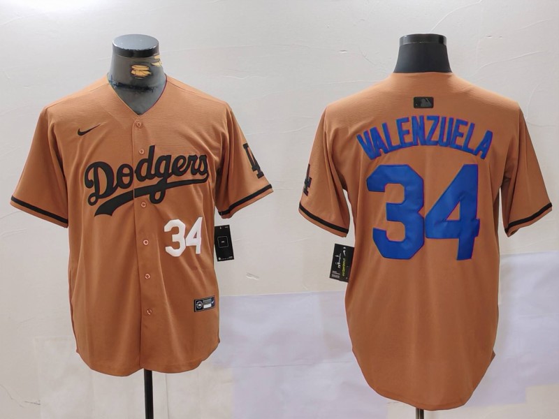Men Los Angeles Dodgers #34 Valenzuela army green joint name 2024 Nike MLB Jersey style 2->los angeles dodgers->MLB Jersey